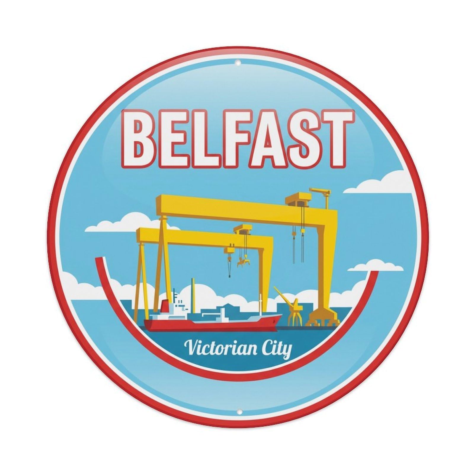 Tgrcjimh Style Metal Tin Sign Vintage Travel Belfast Ireland