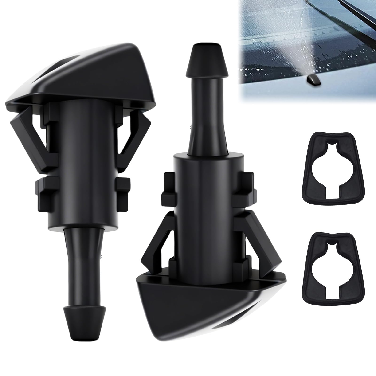 Vagcars Black 2Pcs Car Front Windshield Washer Nozzles, Windscreen Washer Jets, 5116079Aa 5160308Aa, Compatible With Jeep, Chrysler, Dodge, Jeep