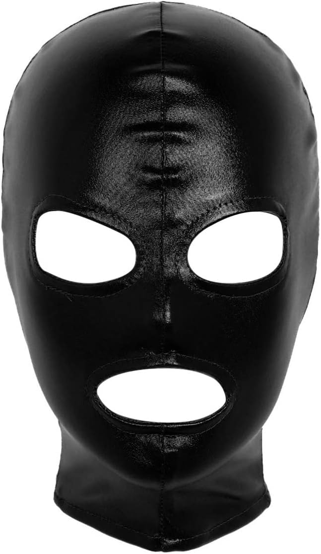 Unisex Leather Full Cover Face Mask Elastic Breathable Cosplay Costumes Open Eyes Mouth Headgear