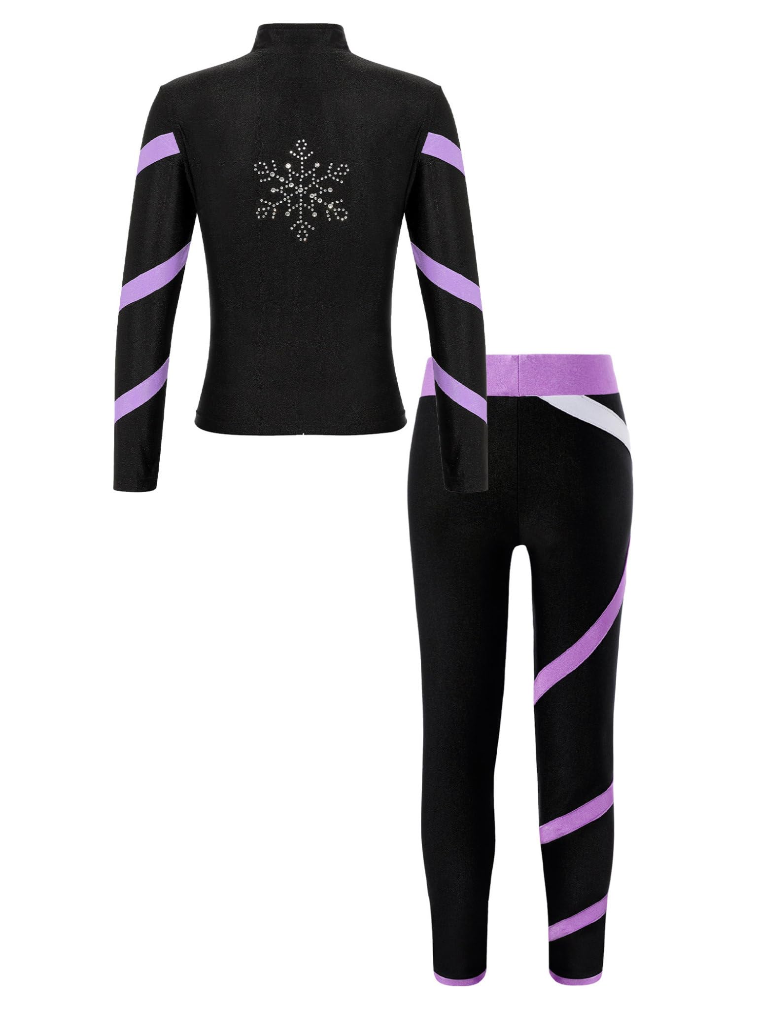 Lejafay Mädchen Tracksuit Kunstlauf Speedanzug Mit Langärmeligem Sweatshirt Reißverschluss Und Eislauf Leggings Gymnastikanzug