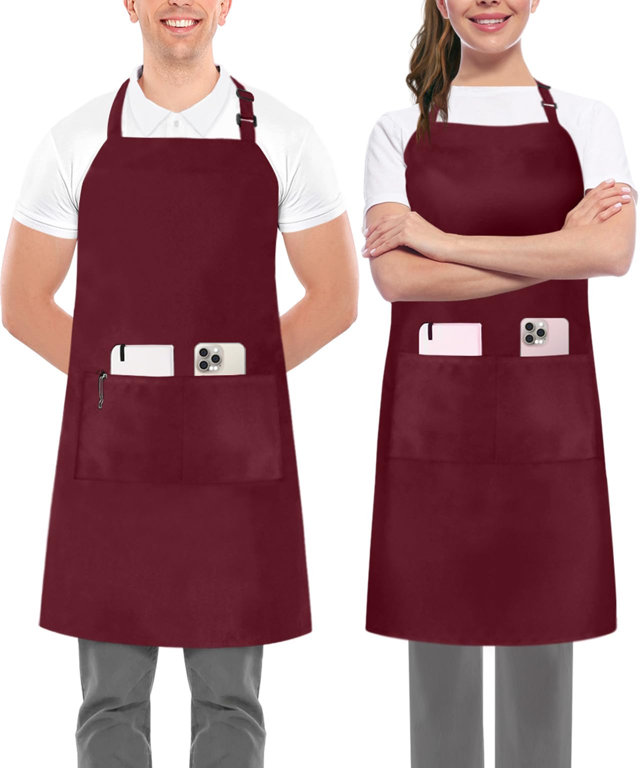 Utopia Kitchen Bib Aprons 2 Pack Adjustable With 2 Pockets OEKO-TEX STANDARD 100