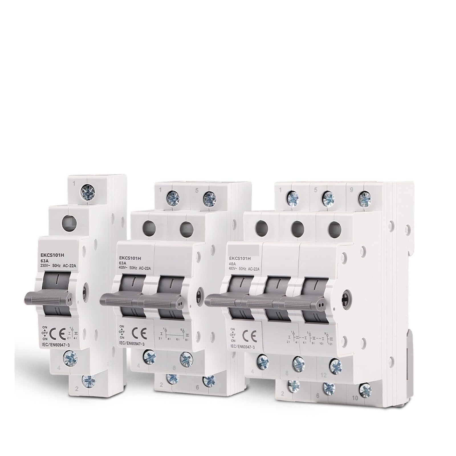 Interruttore di trasferimento manuale a doppia alimentazione su guida Din Interruttore di commutazione modulare Interruttore di interblocco 1P 2P 4P 40A 230V EKCS101(63A,4P 400V)