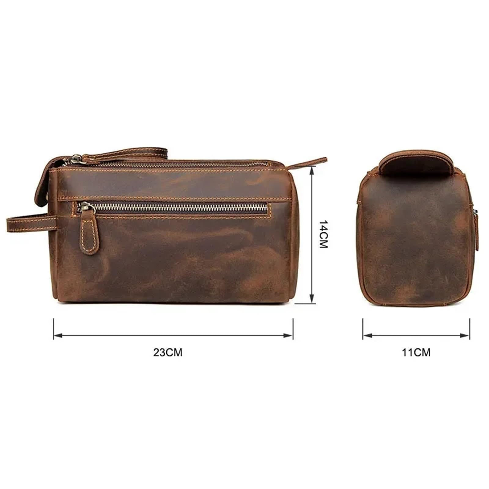 Neceser Hombre, Bolsa De Aseo Hombre Neceser de Piel auténtica for Hombre, Neceser de Viaje for Maquillaje, Neceser de Afeitar, Neceser de Viaje for Mujer(Brown)