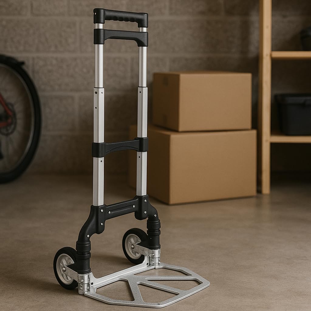 Carretilla de Mano Plegable y Extensible Aluminio 75kg con Ruedas