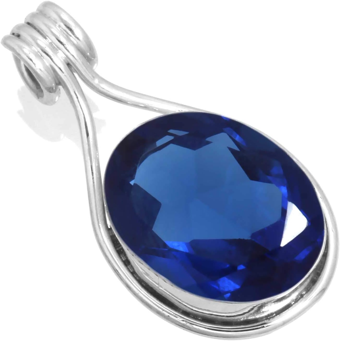 JEWELOPORIUM925 Sterling Silver Handmade Pendant for Women 12x16 Oval Gemstone Costume Silver Jewelry for Gift (99560_P)