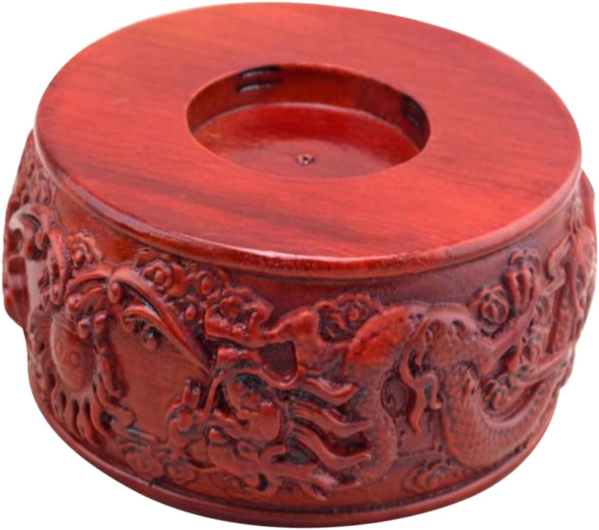 ERINGOGO Wooden Display Base Stand for Buddha Statues Flower Pots and Collectibles Sturdy Natural Wood Riser for Home Decor and Ornament Showcase Unique Carved Design