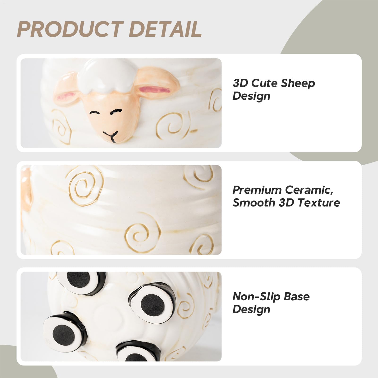Portasapone E Portaspazzolini Set Portasapone In Ceramica A Forma Di Pecora | Set Portaspazzolini per Bagno per Casa, Hotel, Vacanza, Lavelli, Camera da , Festa, Compleanno