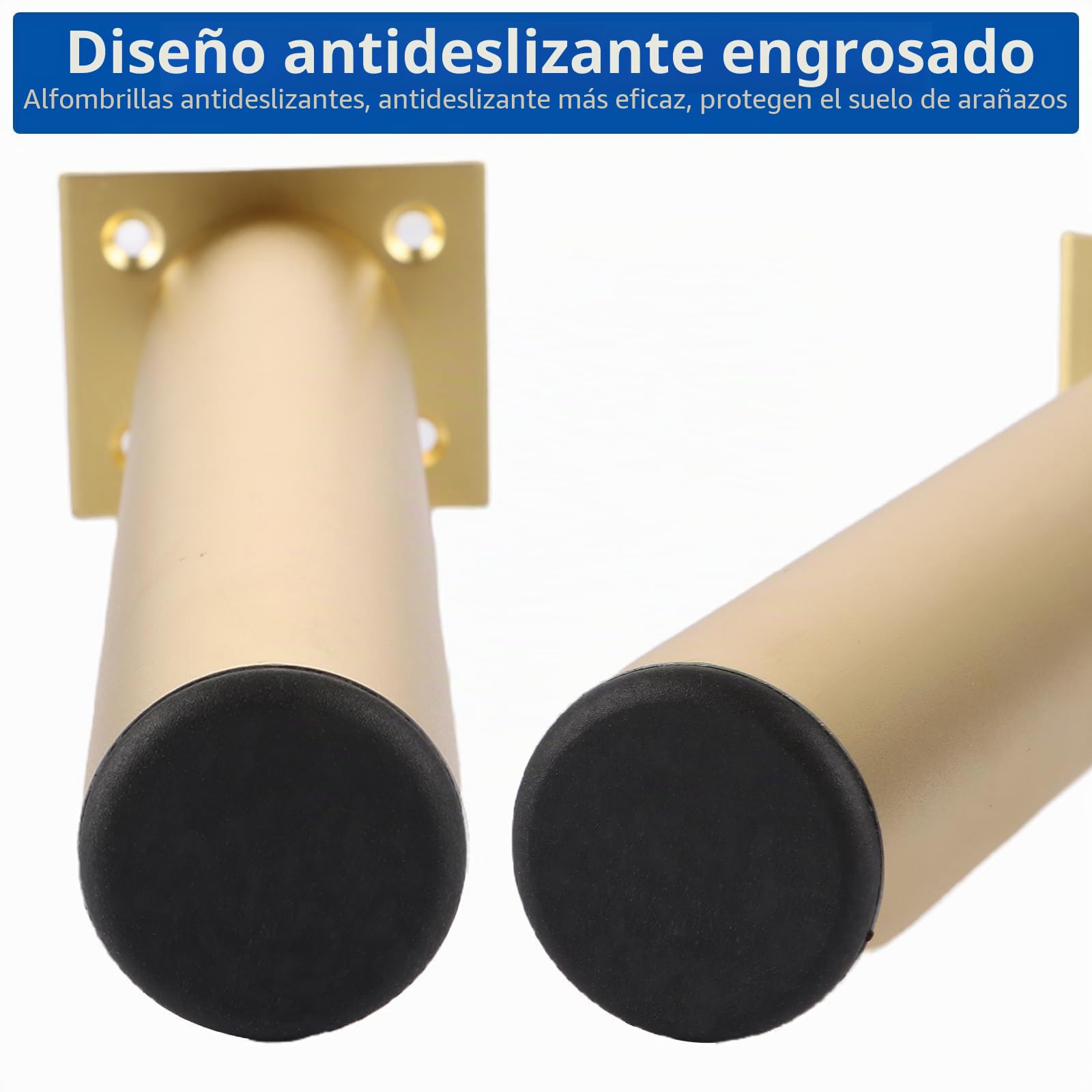 YAYODS - Juego de 4 patas de muebles (25 cm, ajustable, metal dorado, con tornillos, para sofá, TV, mesilla de noche, mesa de café, armario, oficina