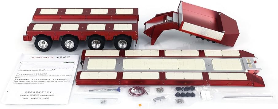 Toucan RC Hobby 1/14 4 Axles RC Heavy Trailer DG-999 CNC Gooseneck Trailers for Tractor Truck
