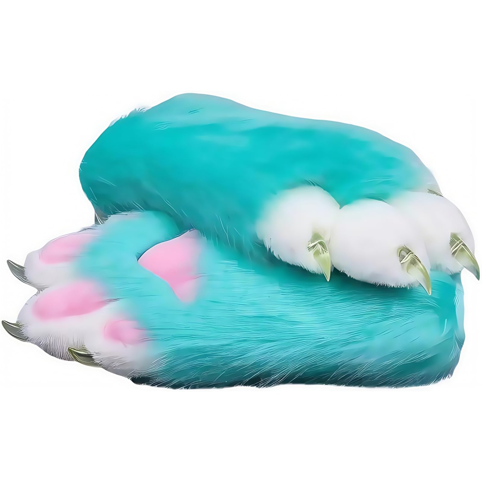 Fursuit paws gloves Multiple colors to choose from Furry claws Cosplay exhibition costumes Cat paw glove (green, One Size) — image 1