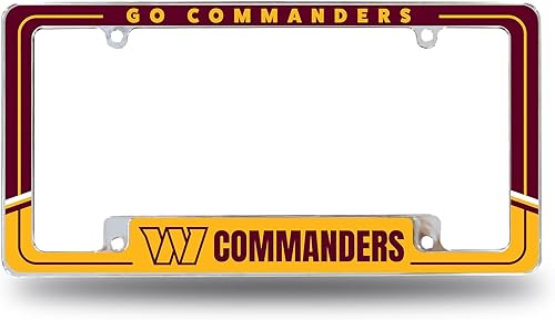 Miniatura 15 de Rico Industries Marco de matrícula automotriz de fútbol americano NFL de dos tonos de 12" x 6" cromado completo para automóvil/camión/SUV