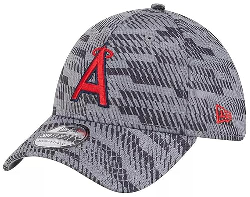 New Era Los Angeles Angels Clubhouse Batting Practice Men's 39THIRTY Flex Hat - MLB Stretch Fit Gray Cap (M/L)