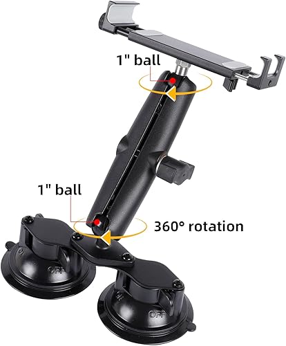 Miniatura 5 de Soporte de aluminio para tablet con base de doble ventosa para parabrisas de cochebarco, soporte para tableta compatible con iPad Air de 13 pulgadas