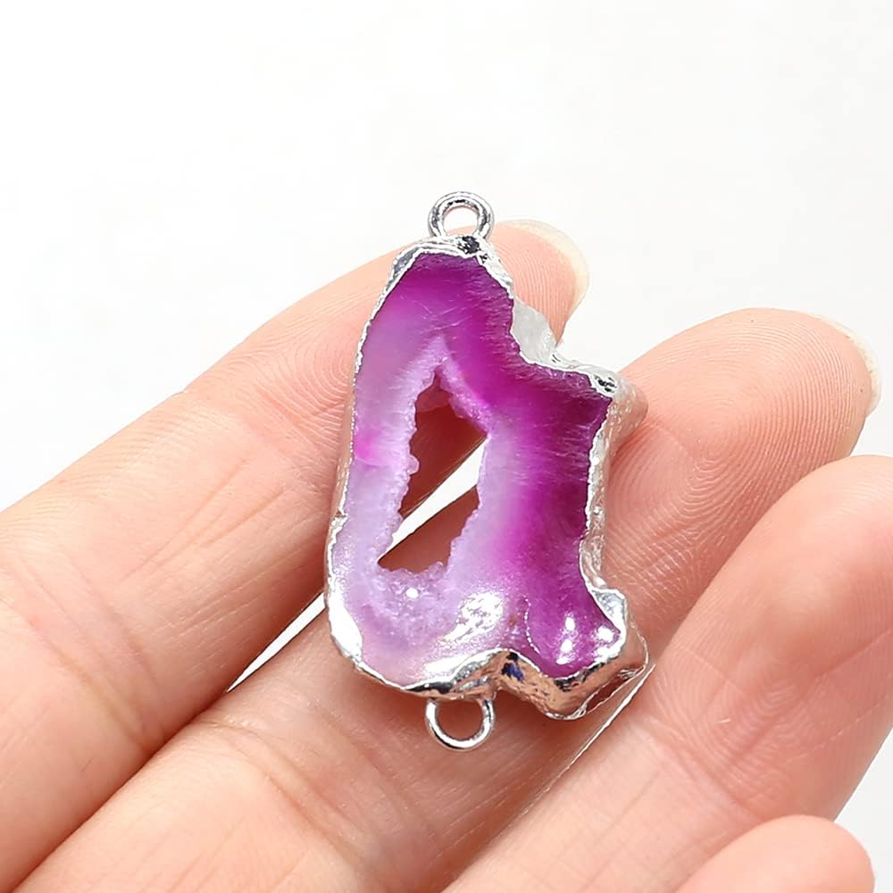 QSLLER 5 Pcs Natural Stone Connectors,Irregular Shape Natural Agate Pendant Charms DIY for Necklace or Jewelry Making - Image 3