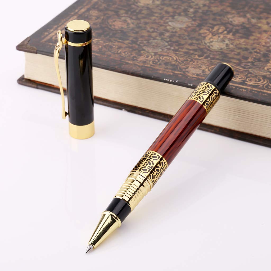 Luxury Metal Ballpoint Pen Imitation Wood Emboss Pattern Rollerball Pen Business Signature Pen Office Stationery - 0 5mm — view 8