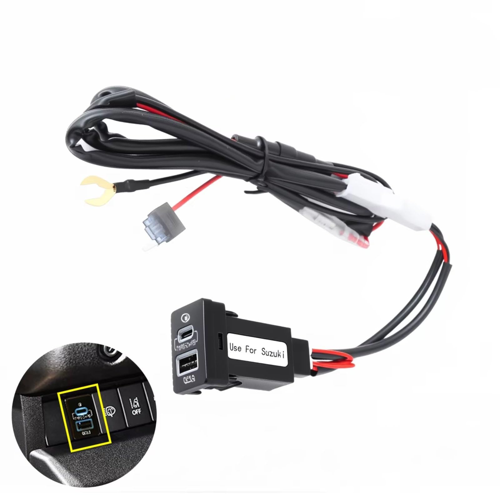 Centro De Puerto USB Compatible Con Suzuki Para Jimny Para Coche Swift Para Enchufe Cargador Interfaz Carga Rápida Salida QC3.0 PD Tipo C Puerto USB AUX Jack