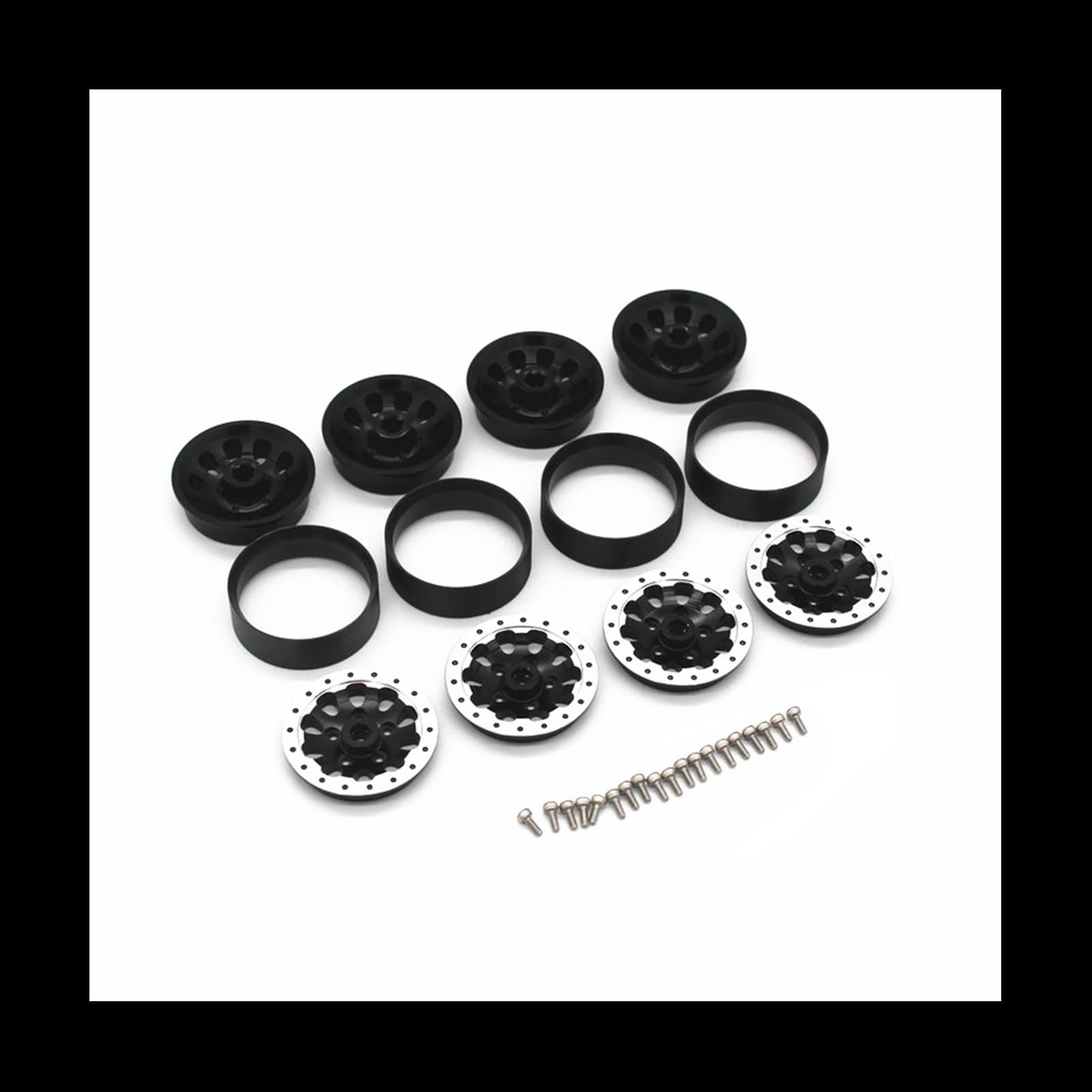 Rc Tire Jante pour WPL pour C14 pour C24 pour B14 pour B24 pour B36 pour MN pour D90 pour MN99S Mise À Niveau Voiture RC 4 Pièces Jante Moyeu Roue Billes Métal Caoutchouc
