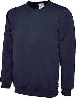 Mad Ink Men's Classic Red Solid Crewneck Sweatshirt Jumper Top - Large