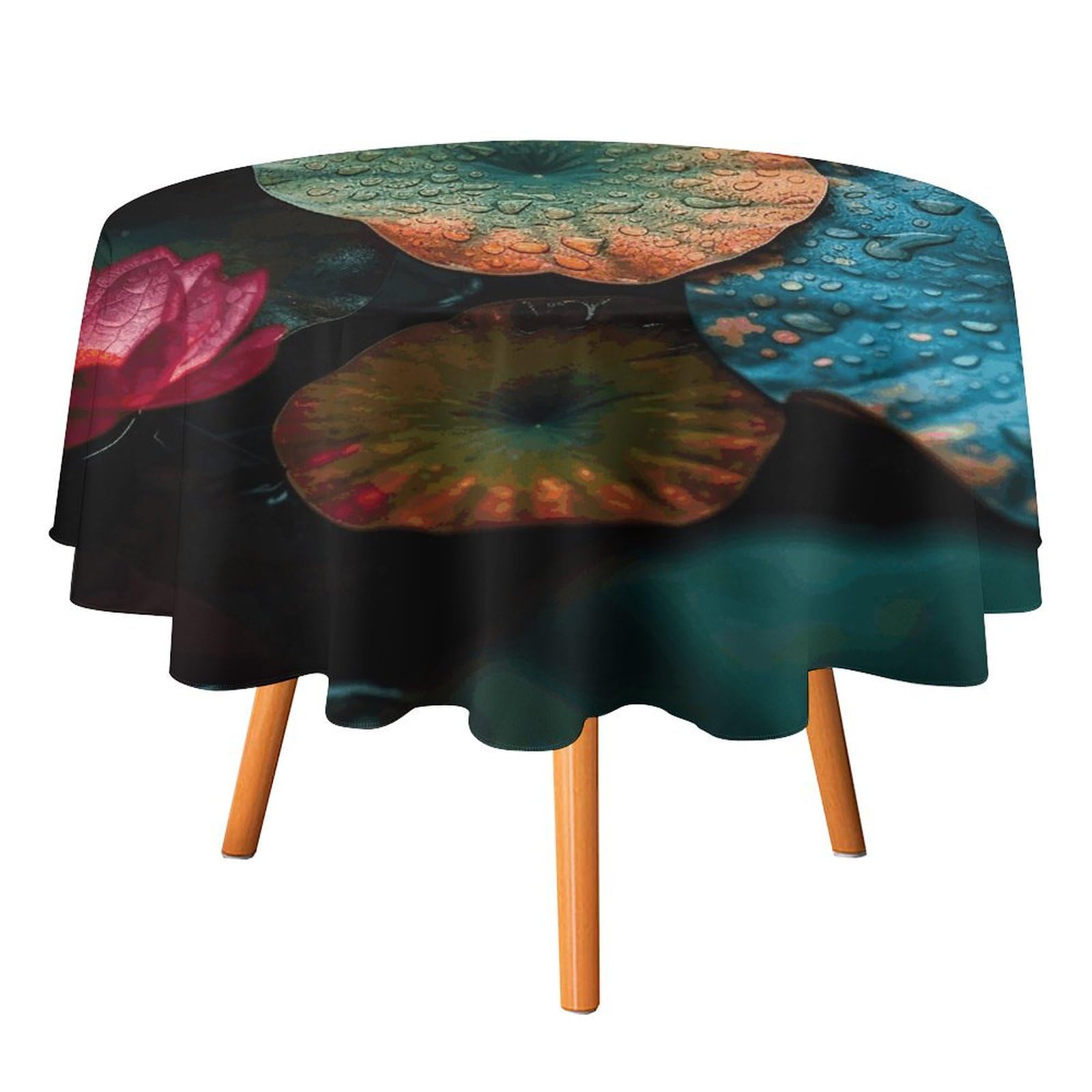 Nappe ronde fleurs colorées anti-tache et infroissable pour protéger votre table ronde
