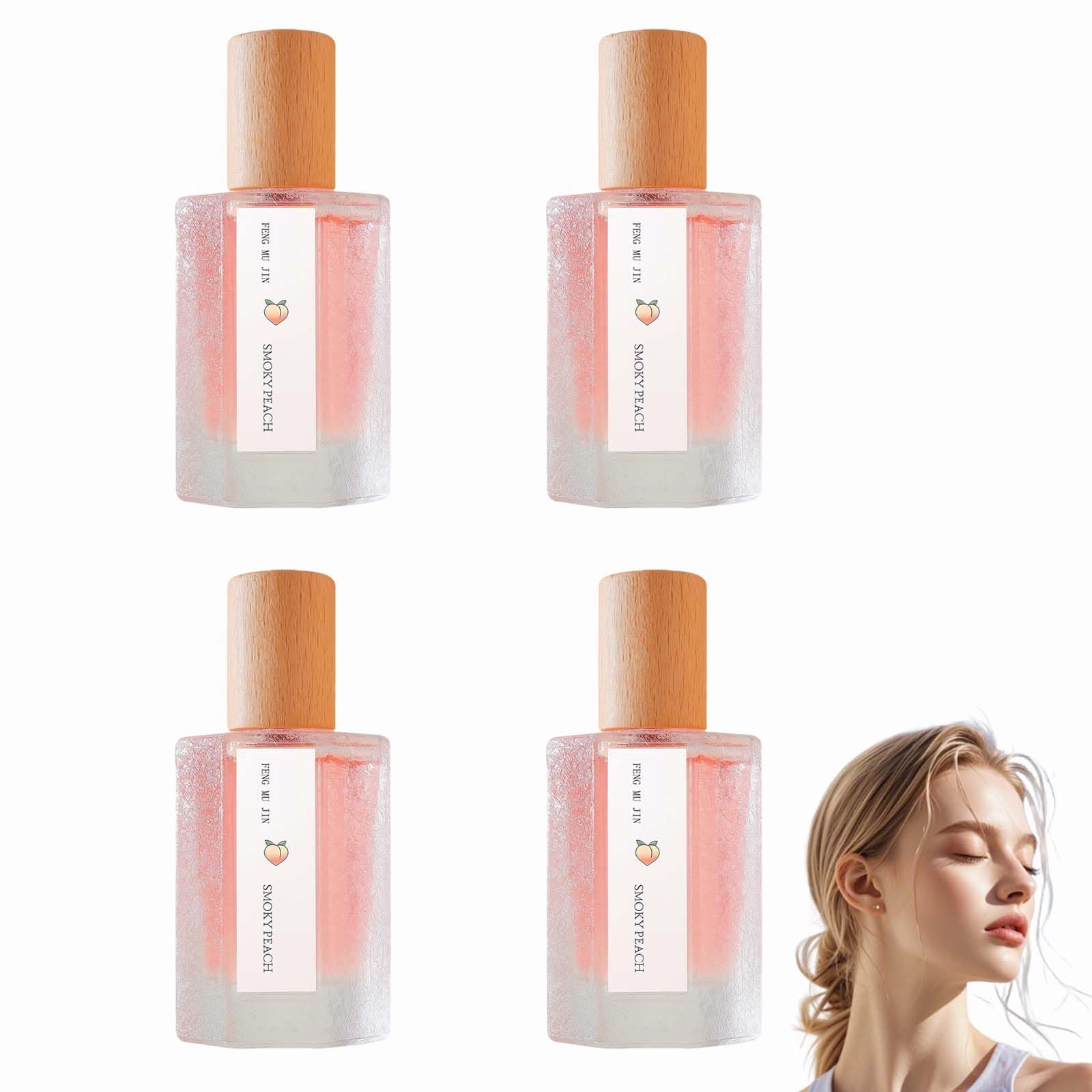 Fruity Parfüm Sammlung Für Frauen, Pfirsich Düfte Parfüm, Glasflasche Fruchtigen Duft Parfüm, Lang Anhaltende Frische Duft Spray, Täglichen Gebrauch Geräucherten Pfirsich Duft Spray. (4PCS)