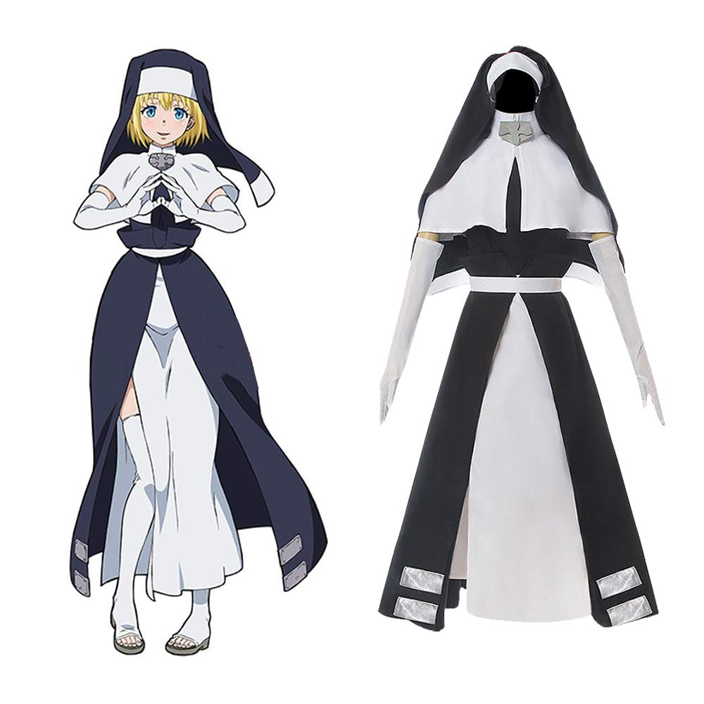 Anime Fire Force Cosplay Costume: Iris Nun Cloak Cape Dress - Halloween Cosplay Fire Brigade Uniform Robe Full Set