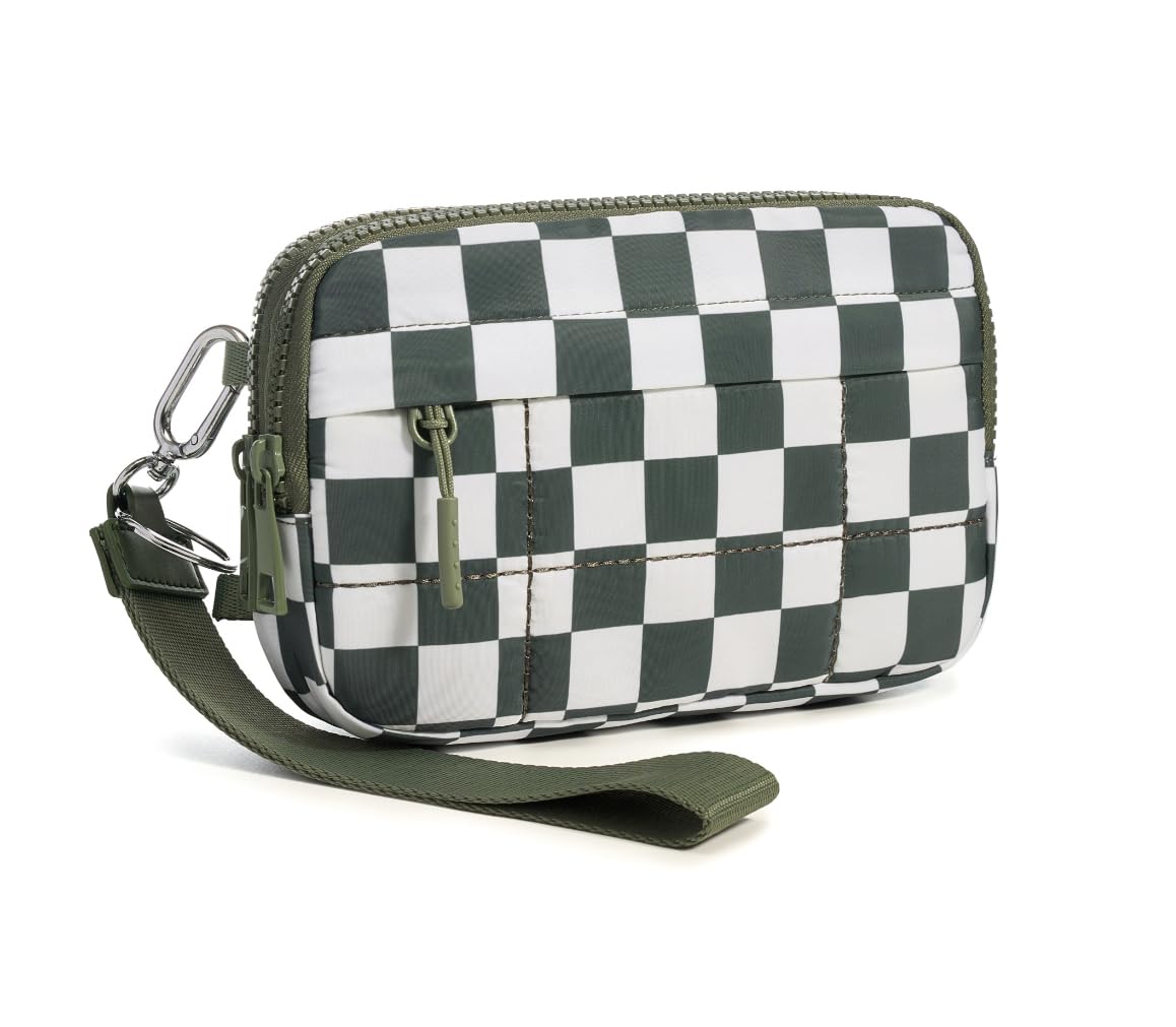 FEIBOON Small Crossbody Bags for Women Nylon Quilted Wristlet RFID Wallets with 4 Zipper Carry All Purse Credit Card Holder