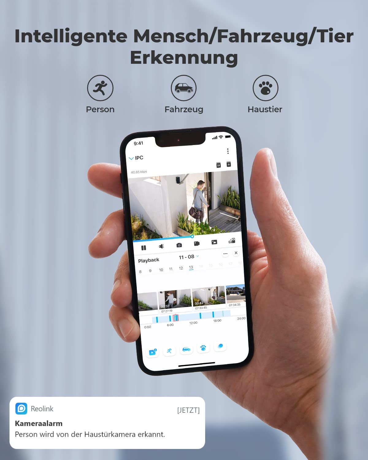 Reolink 12MP PoE Überwachungskamera Aussen mit IR- und Farbige Nachtsicht, Zwei-Wege-Audio, 24/7 Aufnahme, Smarte Erkennung, Zeitraffer, Outdoor IP-Kamera mit microSD Kartenslot, RLC-1224A