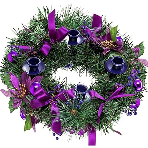 MAISITOO Corona de Navidad de 36 cm con 4 portavelas de adviento Cover
