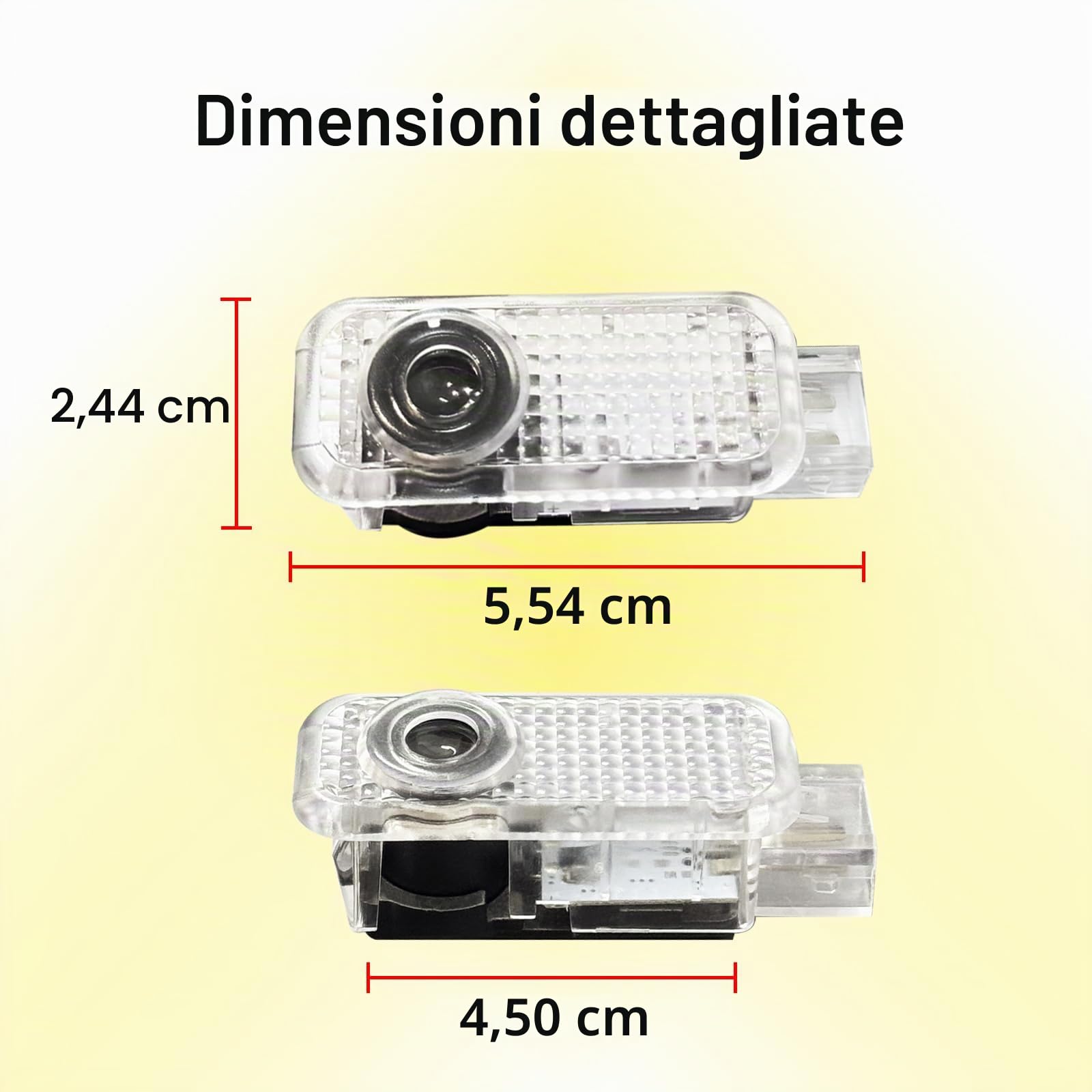 4 luci per portiera dell'auto, 4 K HD, luci di benvenuto, luci di proiezione della porta, compatibili con A1/A3/A4/A5/A6/A7/A8/Q2/Q3/Q5/Q7/Q8/TT/R8 con 4 anelli e lettere rosse