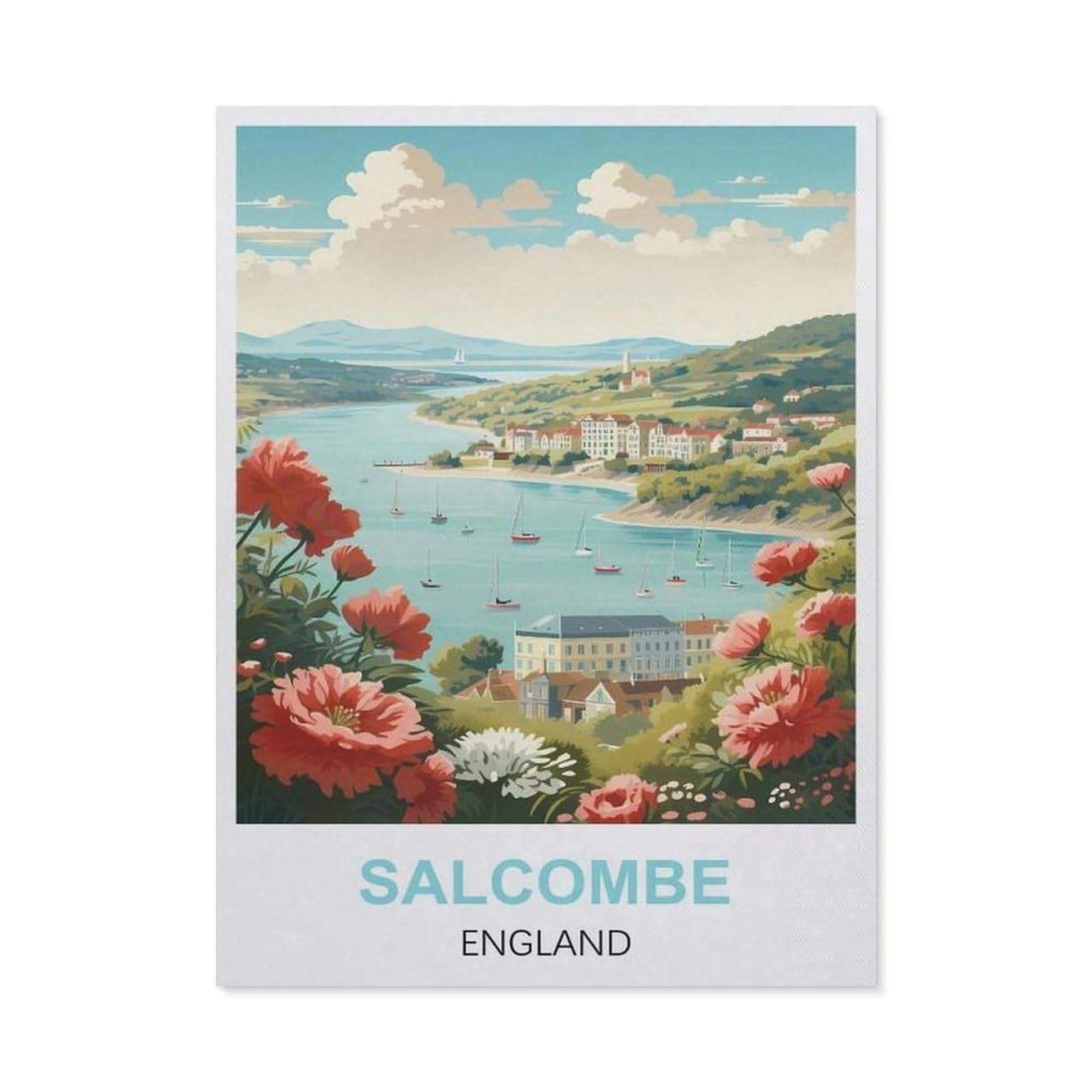 Funny Metal Tin Sign Wall Decor，Salcombe England(20x30cm）