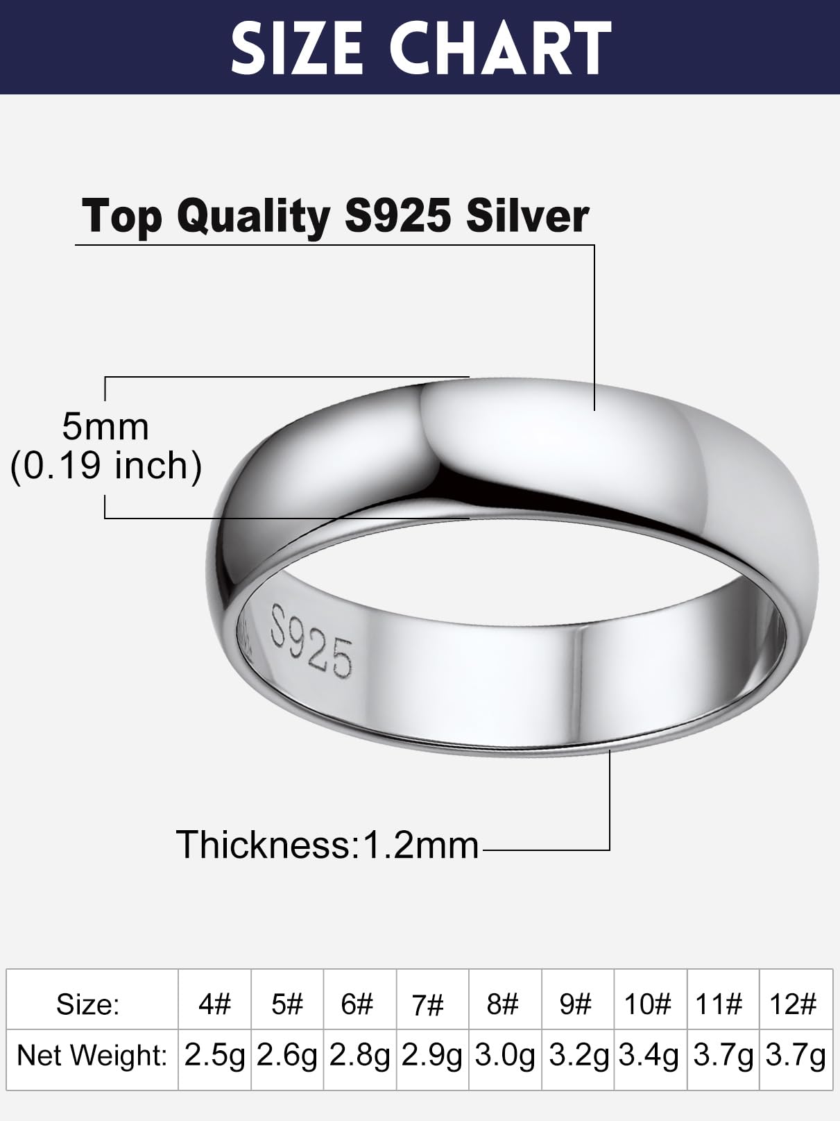 Bandmax Anello da uomo in argento 925, anello di fidanzamento da donna, anello in argento, larghezza 5 mm, per matrimonio, misura 47-67 mm, confezione regalo