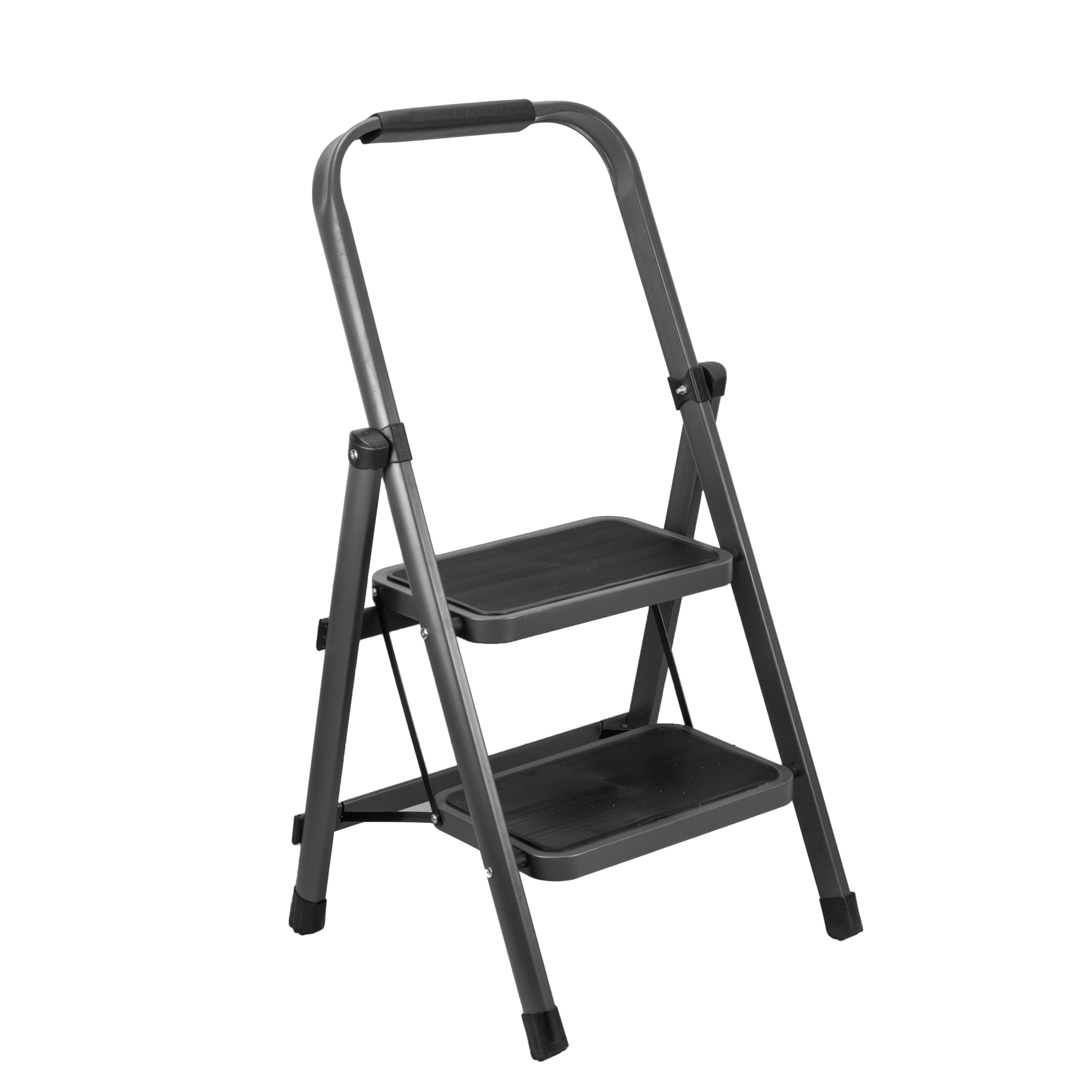 Zangco Grey 2-Step Ladder With Max Load Capacity, Anti-Slip Design – Sturdy & Safe Folding Step Stool For Home And Office (Grey) 150Kg