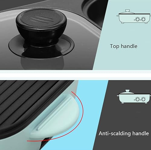 Miniatura 6 de Fondue eléctrico para barbacoa 2 en 1 para cocina, olla caliente multifuncional con control de temperatura, bandeja antiadherente para parrilla