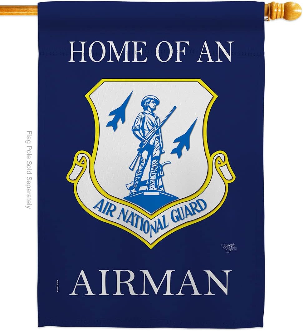 Breeze Decor Home of Air National Guard Airman Flag Armed Forces ANG United State American Military Veteran Retire Official Decoration Banner Small Garden Yard Gift Double-Sided, Made in USA