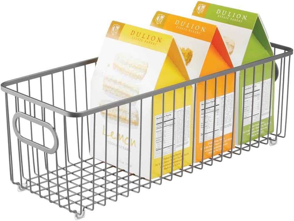 mDesign Wire Basket with Handles — Long Flexible Storage Basket for