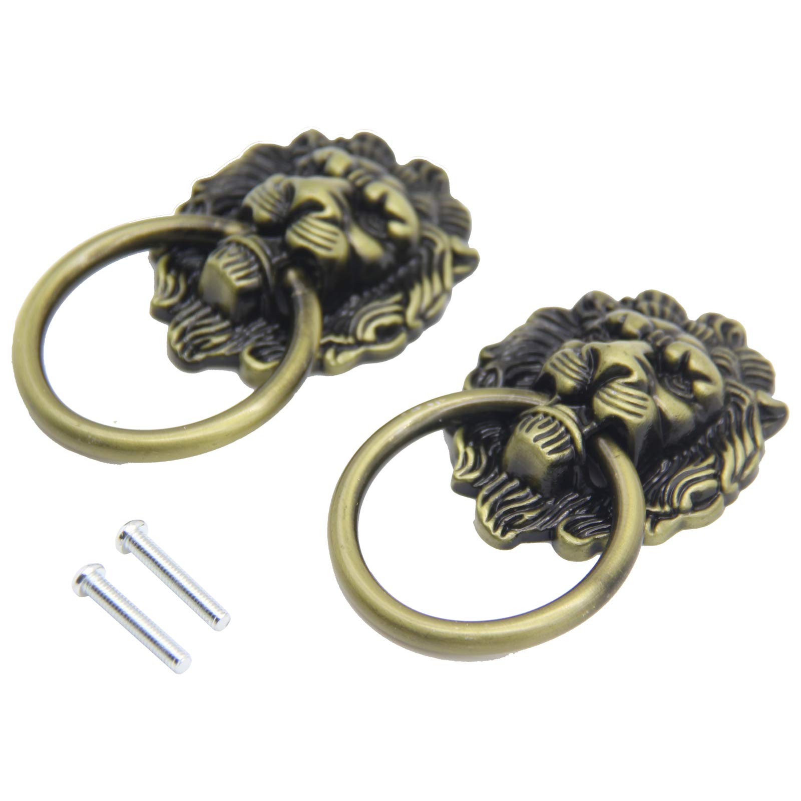 Lot De 4 Poignées De Tiroir Vintage En Forme De Tête De Lion Avec