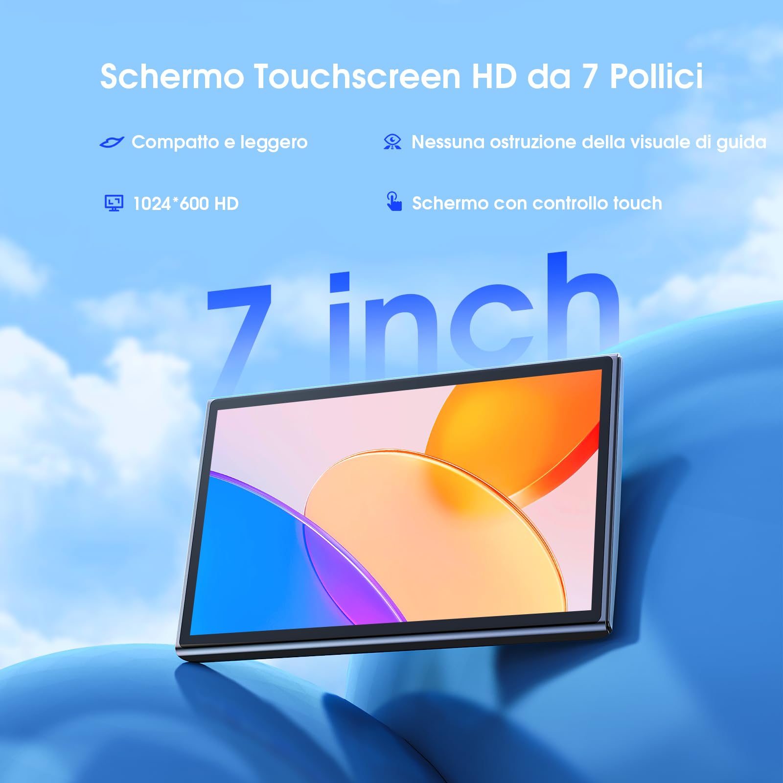 Avylet Carplay Auto 7'' Wireless, Schermo per Auto Navigazione GPS, Car play Supporto Magnetico, Schermo Verticale/Orizzontale, 60FPS Display, Controllo Vocale,Aggiornamenti OTA,Bluetooth,AUX,FM,WiFi | Supporto Magnetico, Schermo Verticale/Orizzontale, 60