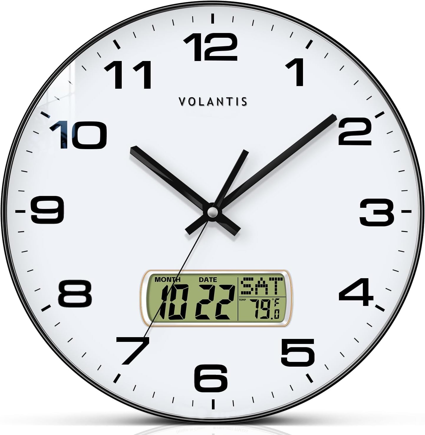 VOLANTIS 12 Inch Analogue-Digital Non-Ticking Wall Clock – digital wall clock