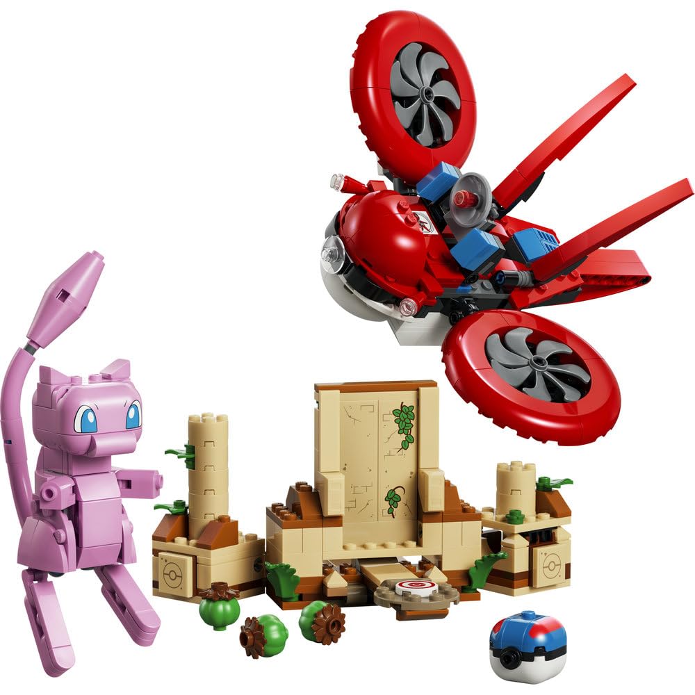 LEGO Pokémon SMART Play: Poszukiwania Mitycznego Mew za pomocą drona 72161 | Interaktywna zabawka z figurką Pokémona z klocków, zestaw kompatybilny, prezent dla dzieci 8+, 3 SMART Tagi, 429 elementów