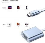 BENFEI USB C to VGA Adapter, Thunderbolt 3/4 to VGA Adapter Compatible with iPhone 15 Pro/Max, MacBook Pro/Air 2023, iPad Pro, iMac, S23, XPS 17, Surface Book 3 and More [Aluminium Shell,Grey]