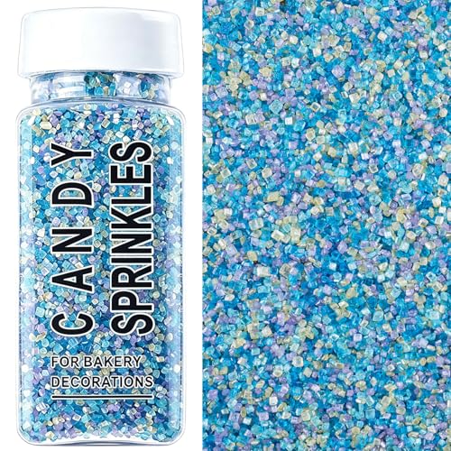Image of Ocean Sanding Sugar Sprinkles, 4.6 oz Edible Blue Purple Green Yellow Sugar Crystals for Baking Topping, Cupcakes, Cookies, Ice Cream & Cake Decorating, Mermaid Beach Summer Holiday Party Supplies