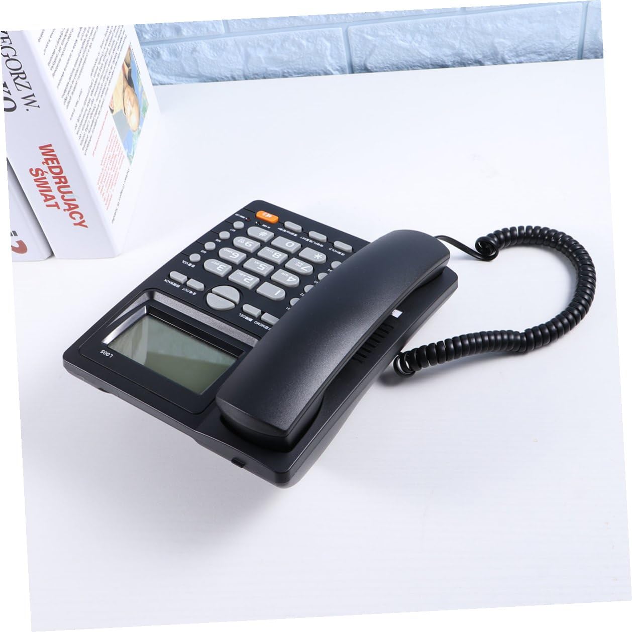 Telefono Fisso Doppio Nip e Identificazione Chiamante, Volume Suoneria Regolabile, Registrazione 50 Gruppi, in Plastica Nero per Casa e Negozio