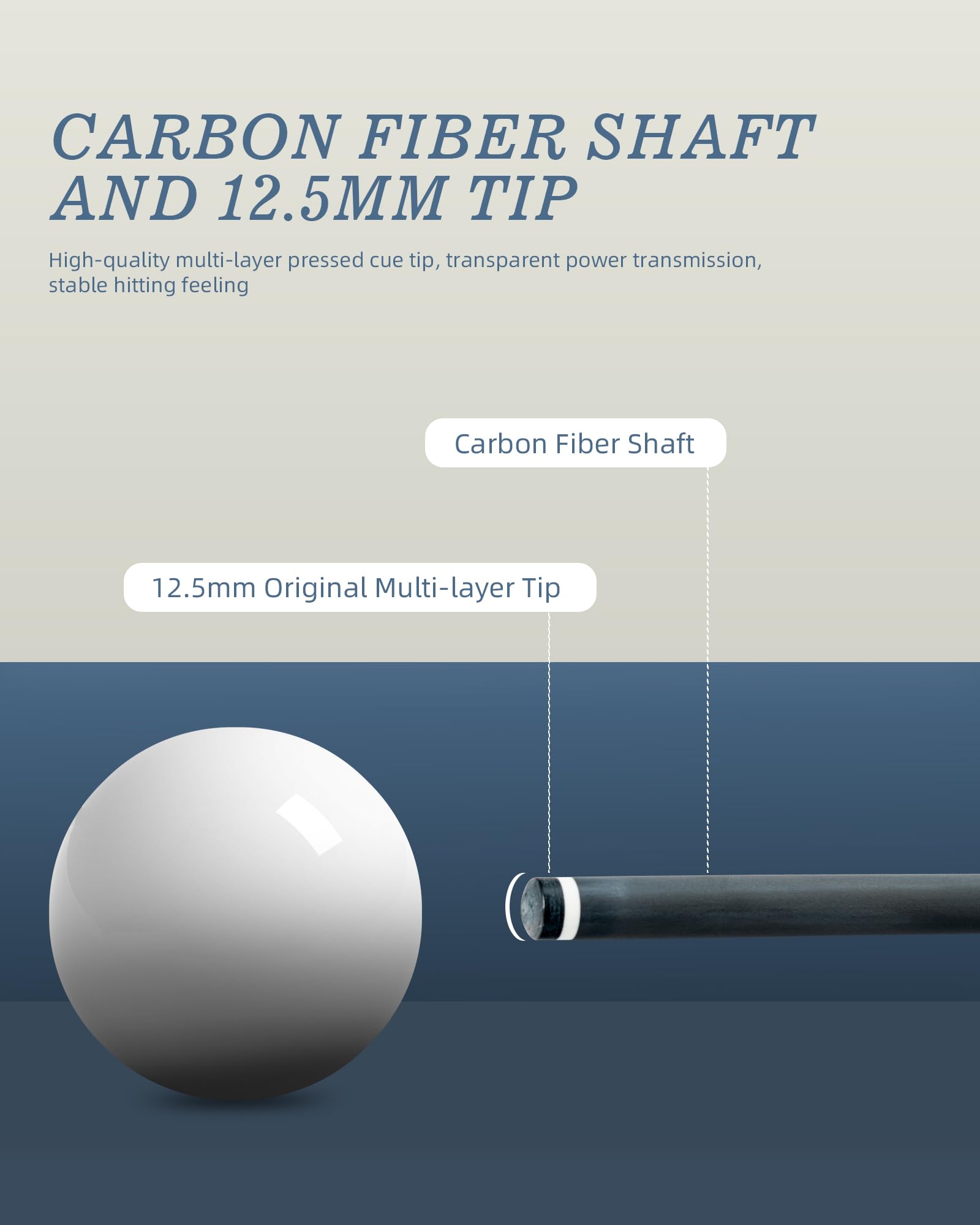 KONLLEN Carbon Fiber Pool Cue Stick 58-inch Professional Pool Sticks Low Deflection Pool Cue for Adults Ultra-Smooth Billiard Cues with 12.5mm Tip