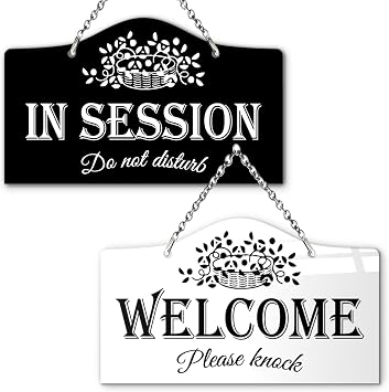 9x5.35 Inch In Session Do Not Disturb Sign for Massage Door, Welcome Please Knock Sign for Entrance, Therapy Clinic Office Meeting Accessory Gift