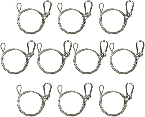 Miniatura 2 de Cable de seguridad de acero inoxidable de 25.5 pulgadas para iluminación de escenario de DJ, luz de cabeza móvil, máximo 110 libras, color plateado,