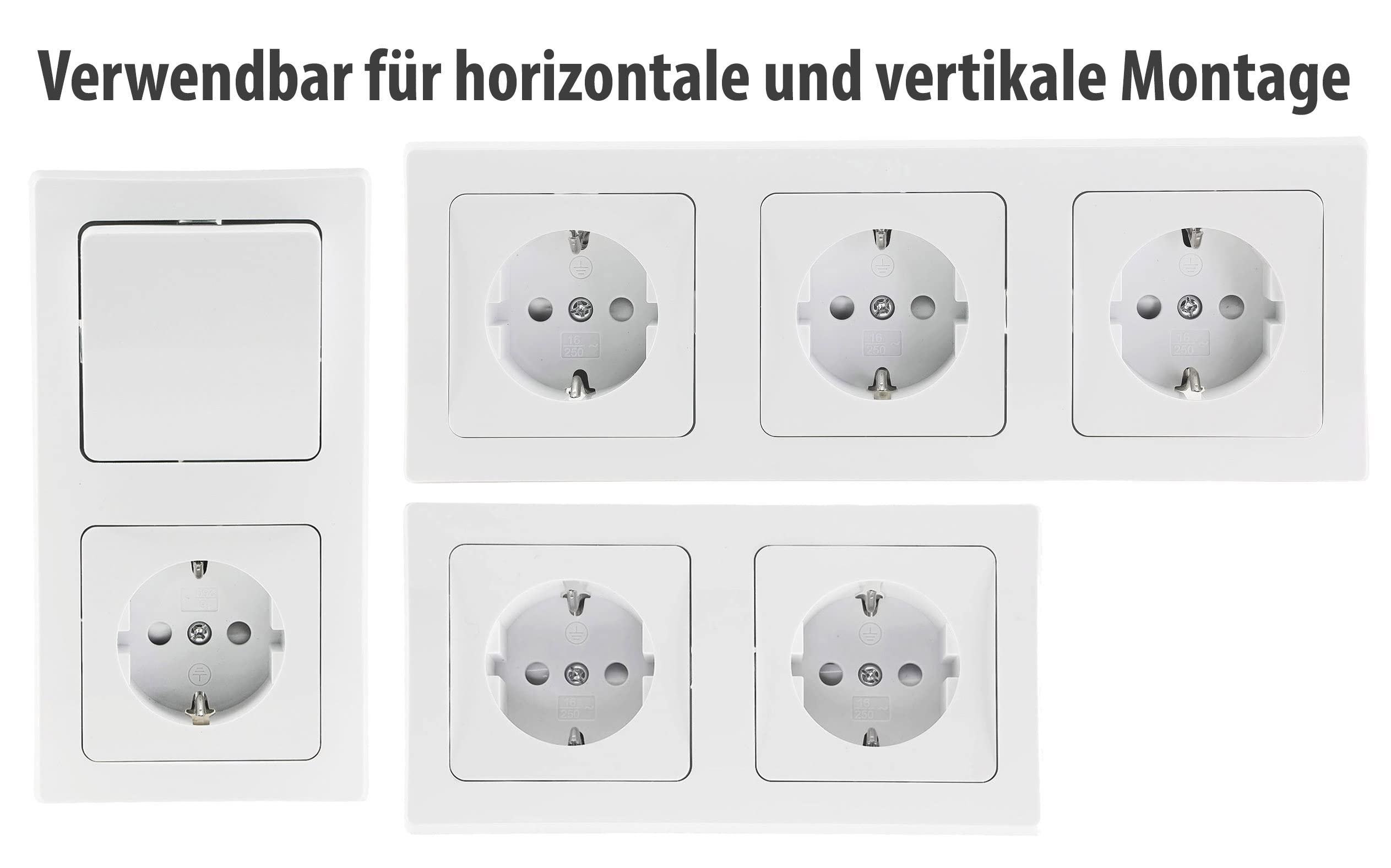ChiliTec Steckdosen Schalter Maxi Elektro Set Delphi 94-teilig 50x Steckdose 10x Schalter Netzwerk TV Antenne Unterputz Einbau Weiß