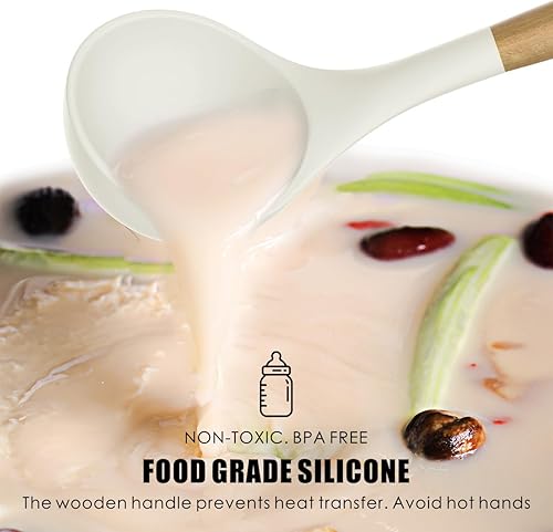 Miniatura 6 de oannao Silicone Cooking Utensils Set - 446°F Heat Resistant Silicone Kitchen Utensils for Cooking,Kitchen Utensil Spatula Set w Wooden Handles for