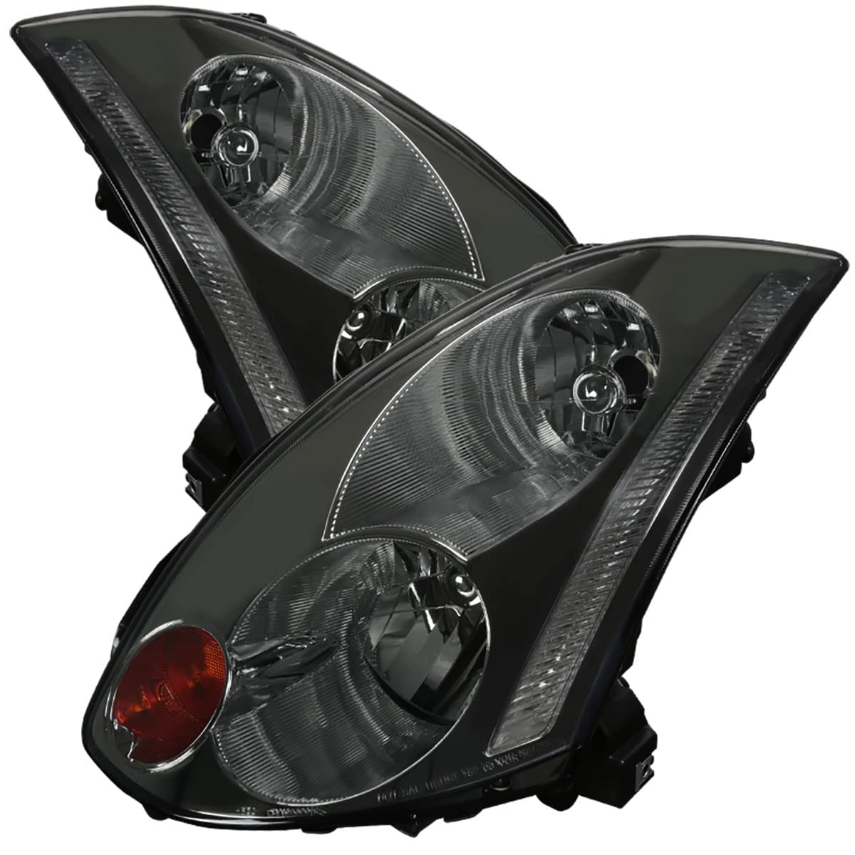 CarpartsinnovateFor 03-05 Infiniti G35 2Dr Coupe Smoke Lens Headlights Tinted Headlamps