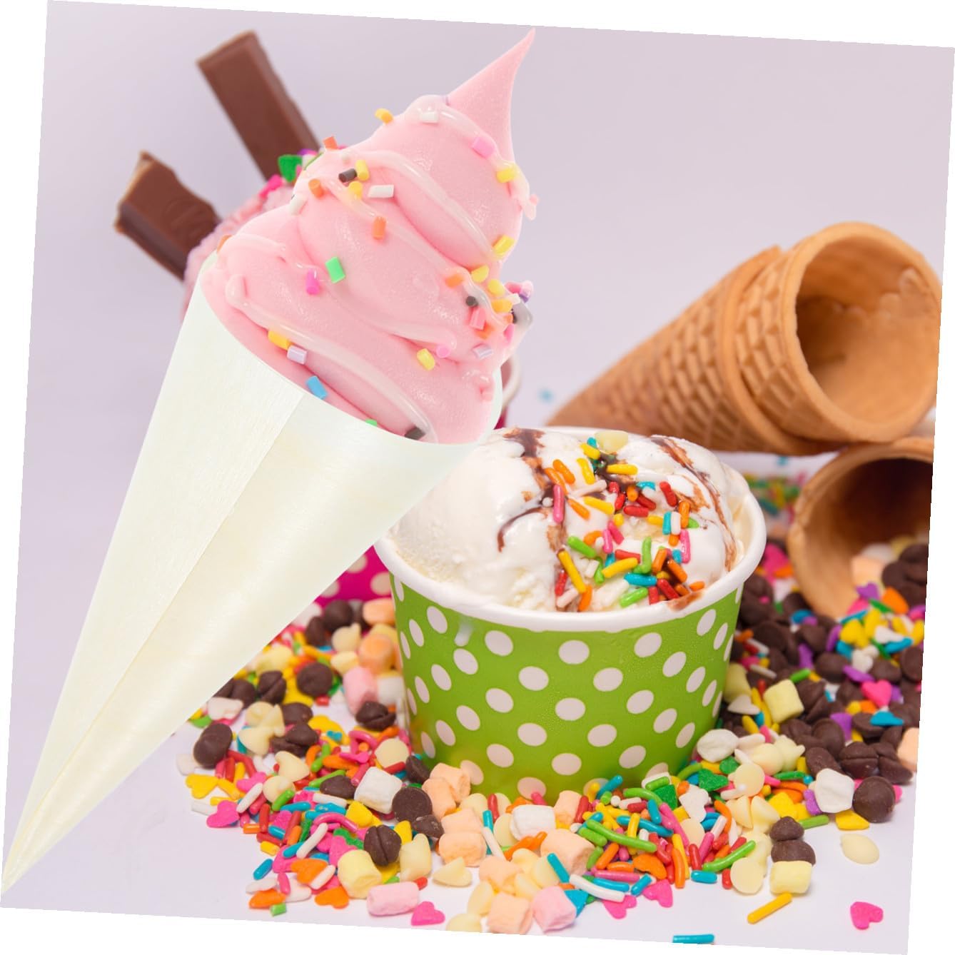 100pcs Disposable Wooden Ice Cream Cones Versatile Serving Holders for Desserts Parties and Events Wood Tasting Cones for Food Display