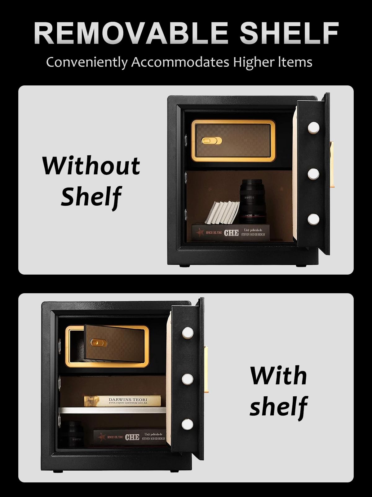 TIGERKING 5.9 Cu.ft Large Heavy Duty Safe Box, Big Home Security with Double Safety Key Lock, Adjustable Shelves, Anti-Theft Alarm System, Removable Wheels, Ideal for Home Office, Black: TIGERKING Safe Box,1.5 Cubic Feet Big Home Safes with Digital Lock for Home and Office